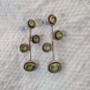 Sterling silver and peridot earrings for pierced ears